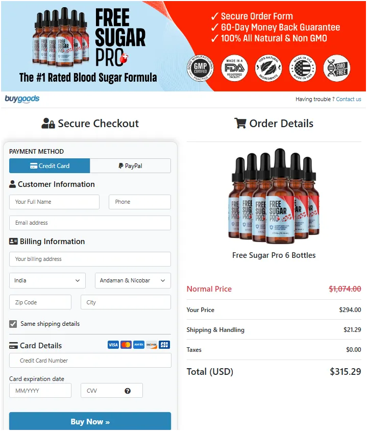 Free Sugar Pro - Order Page